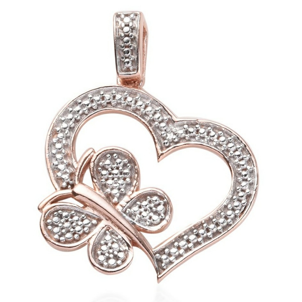 14K/925 Heart Butterfly Love Pendant
